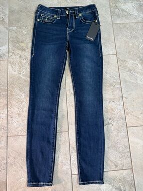 True Religion Women's Dark Blue Halle High Rise Skinny Jeans